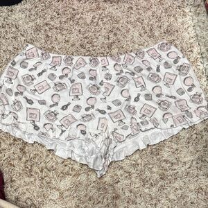 Forever 21 Blush and White Makeup Print Pajama Shorts